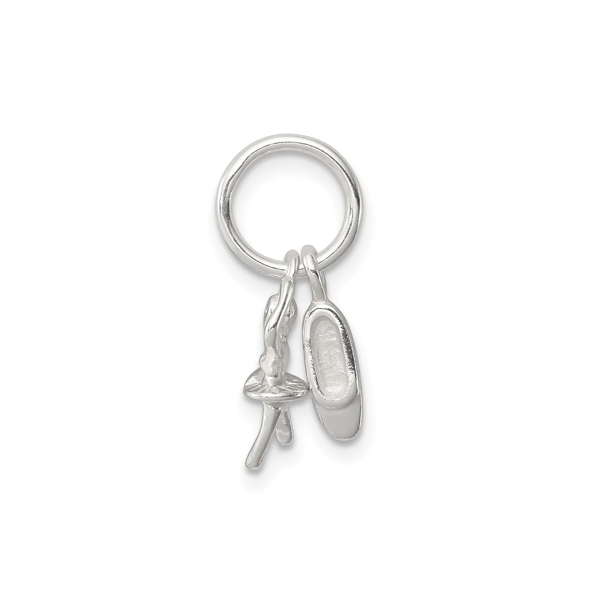Sterling Silver Ballerina Charm Pendant Featuring Graceful Dance Pose for Women and Girls
