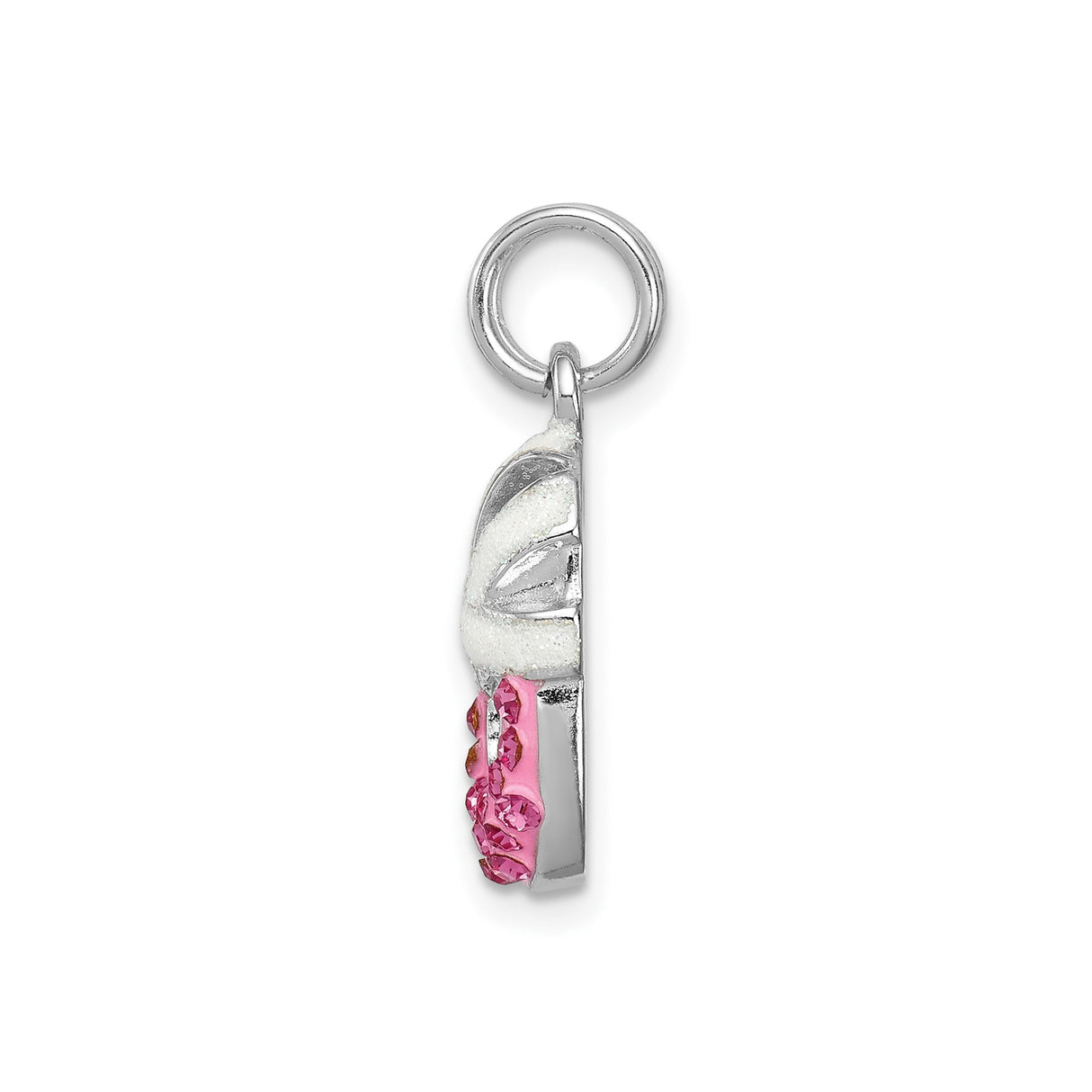 Sterling Silver Ballet Slipper Pendant with Pink Cubic Zirconia Accents for Dancers