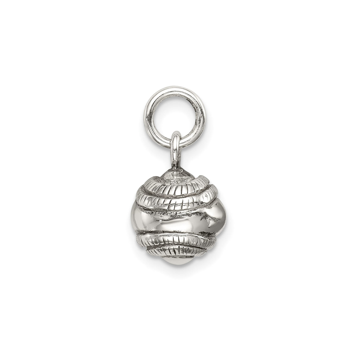 Sterling Silver Baseball Charm Pendant with Detailed Stitching, Unisex Sports Jewelry