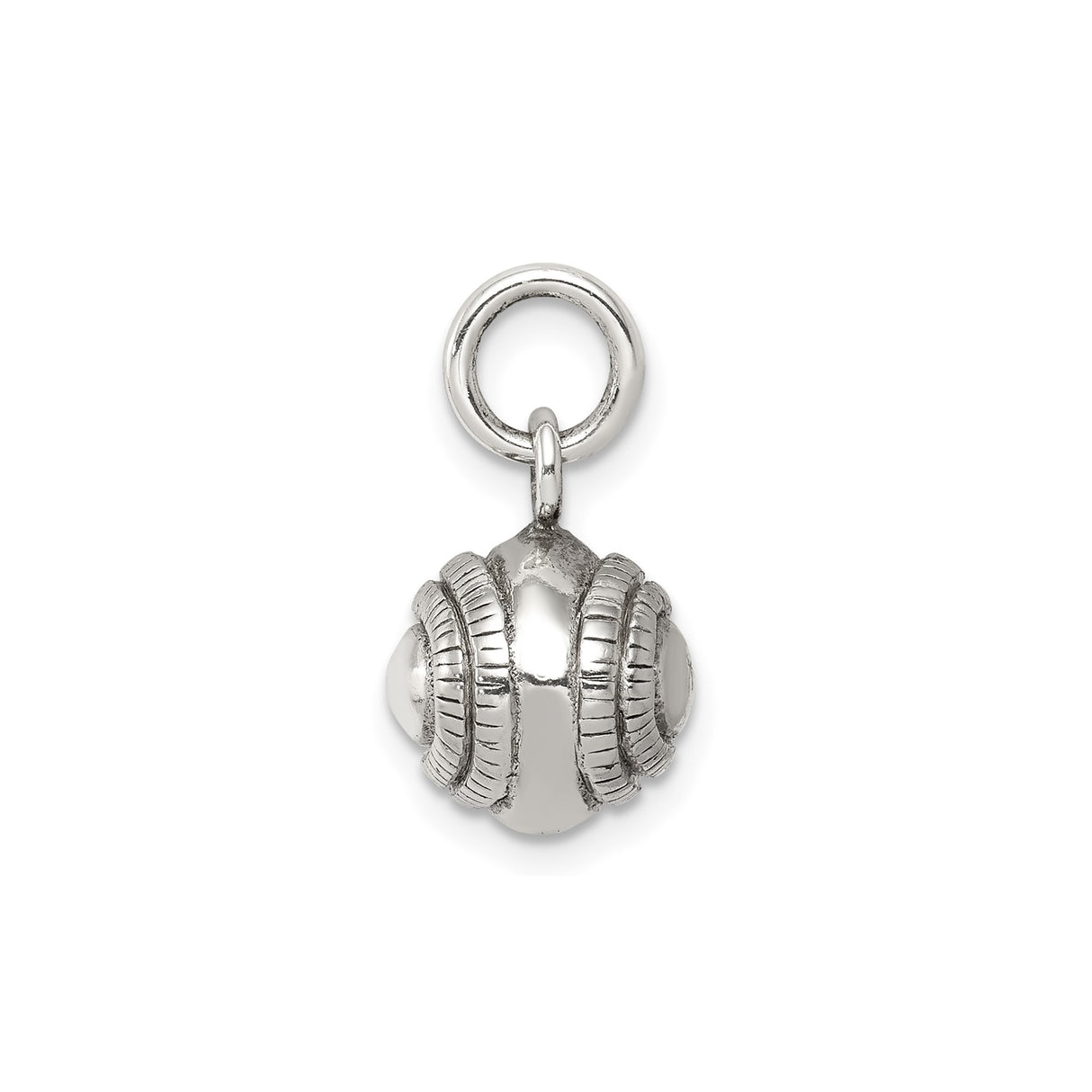 Sterling Silver Baseball Charm Pendant with Detailed Stitching, Unisex Sports Jewelry