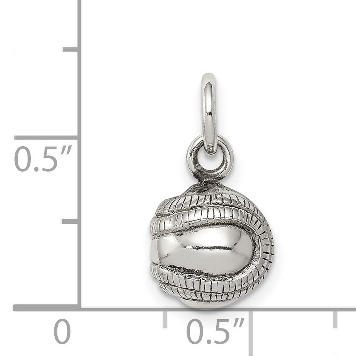 Sterling Silver Baseball Charm Pendant with Detailed Stitching, Unisex Sports Jewelry