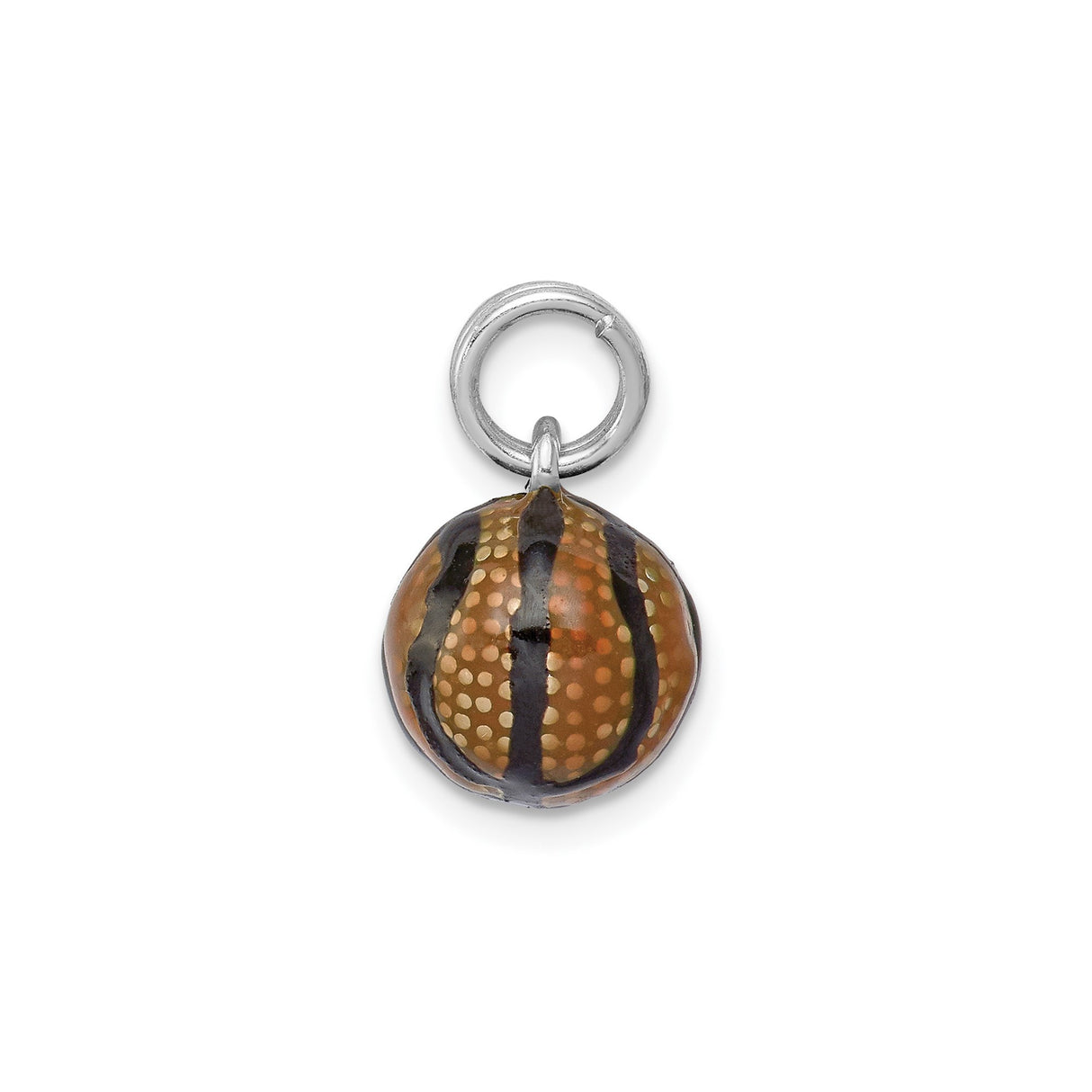Sterling Silver Basketball Charm Pendant with Enamel Detailing, Sports Jewelry for Athletes and Fans