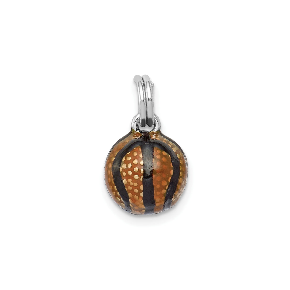 Sterling Silver Basketball Charm Pendant with Enamel Detailing, Sports Jewelry for Athletes and Fans