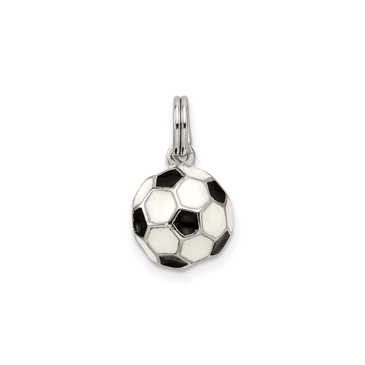 Sterling Silver Soccer Ball Charm Pendant with Black and White Enamel, Unisex Sports Jewelry
