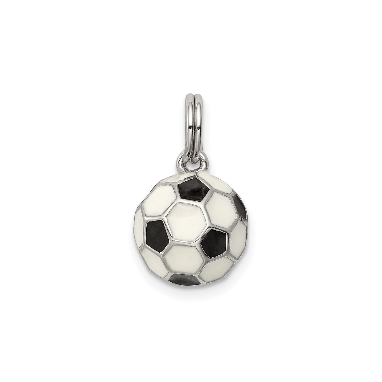 Sterling Silver Soccer Ball Charm Pendant with Black and White Enamel, Unisex Sports Jewelry