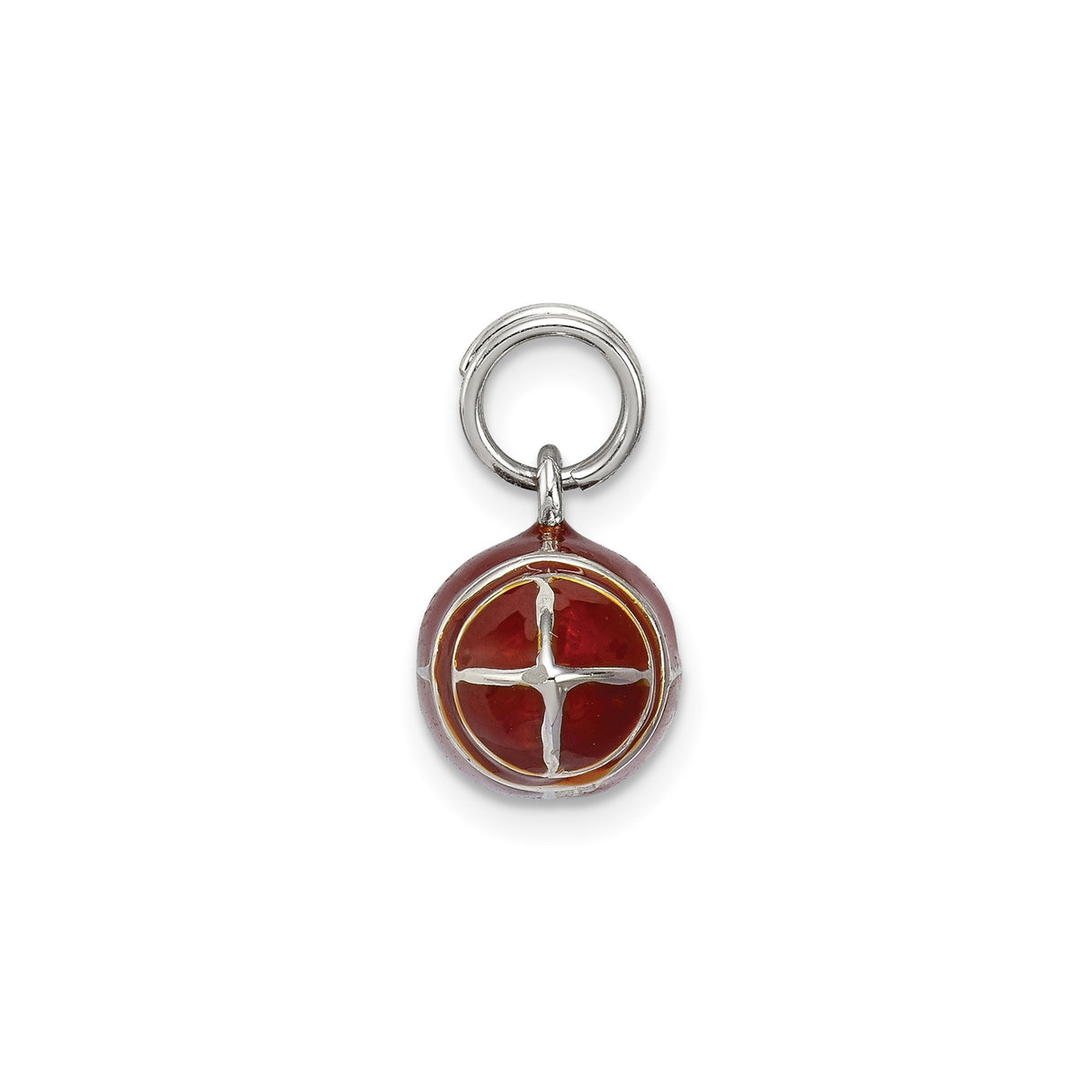 Sterling Silver Football Pendant Charm with Enamel Detailing, 3D Sports Design, Unisex Jewelry