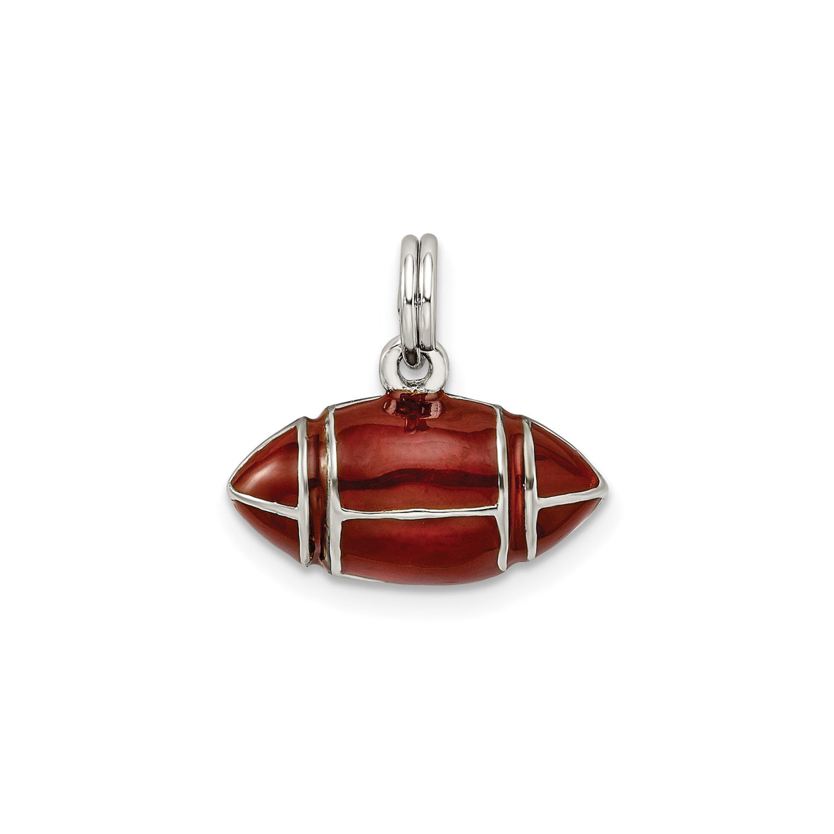 Sterling Silver Football Pendant Charm with Enamel Detailing, 3D Sports Design, Unisex Jewelry