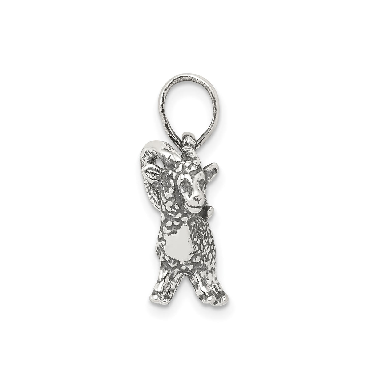 Sterling Silver Ram Pendant with Curled Horns, Aries Zodiac Symbol, Unisex Astrology Charm