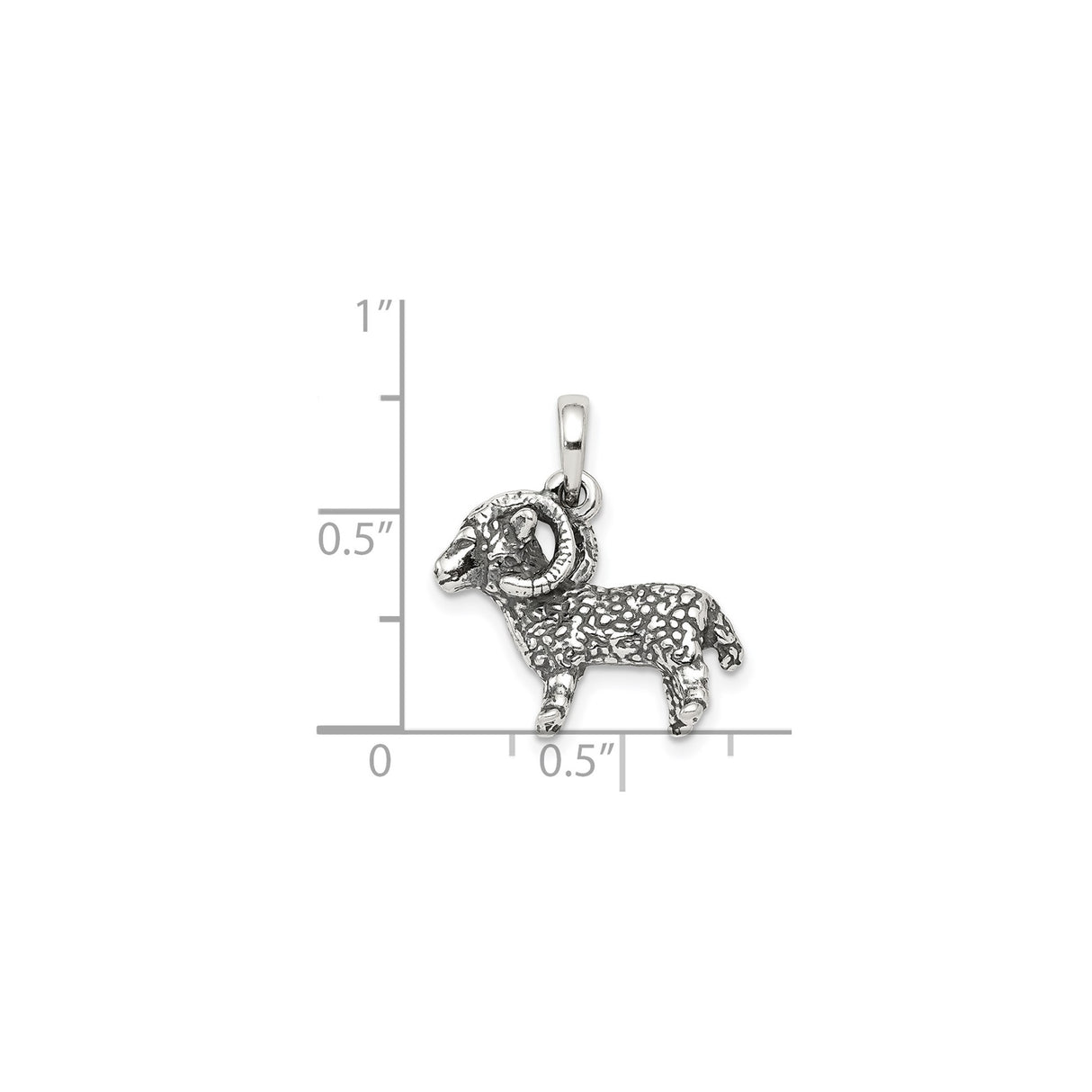 Sterling Silver Ram Pendant with Curled Horns, Aries Zodiac Symbol, Unisex Astrology Charm