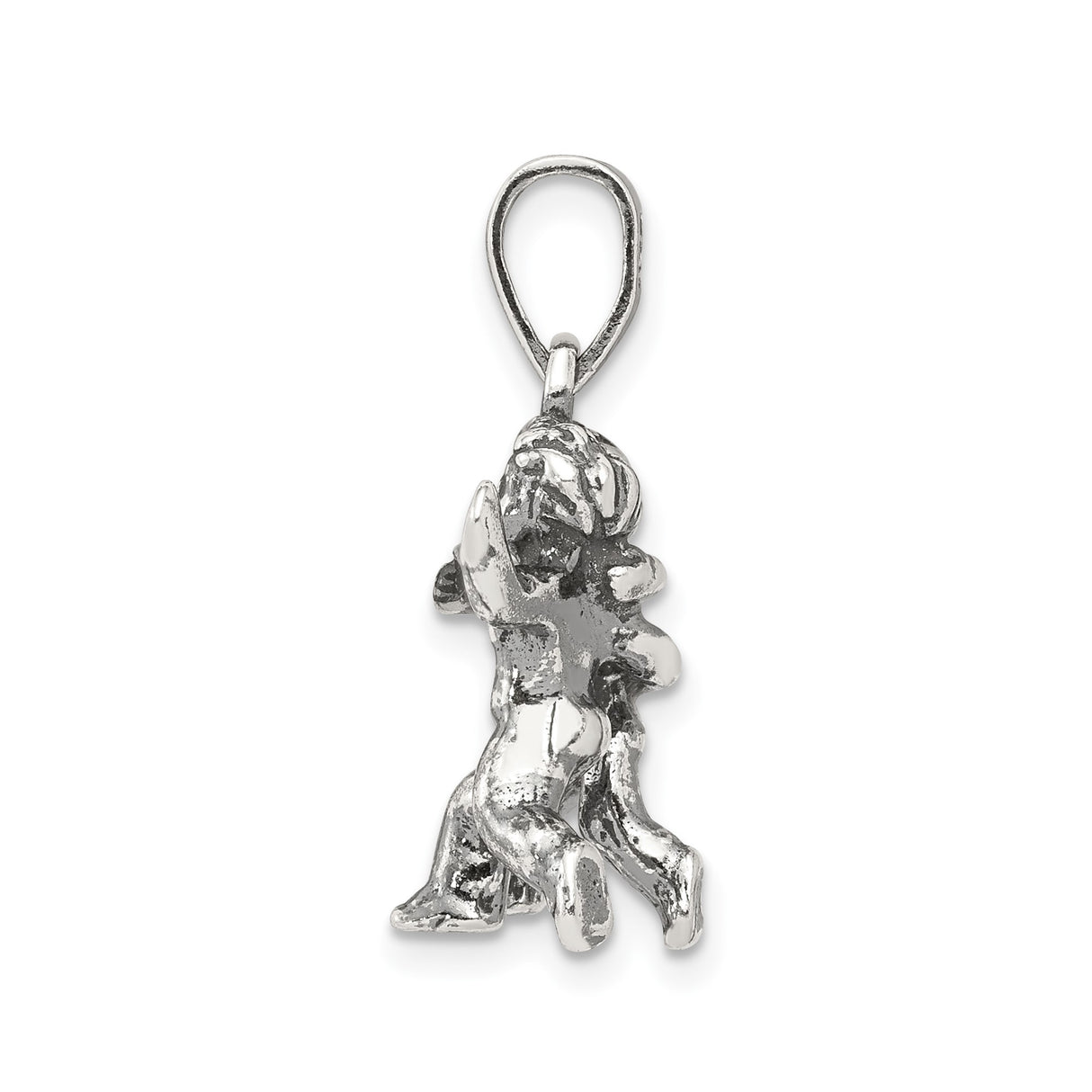 Sterling Silver Gemini Pendant with Dancing Twin Figures Symbolizing Friendship and Unity