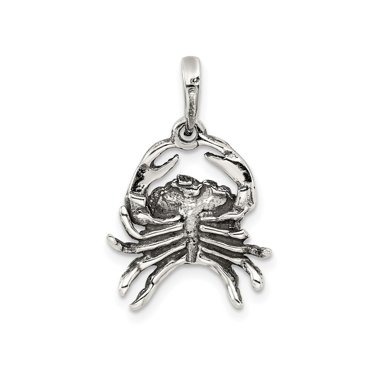 Sterling Silver Cancer Zodiac Pendant with Crab Claw and Shell Design