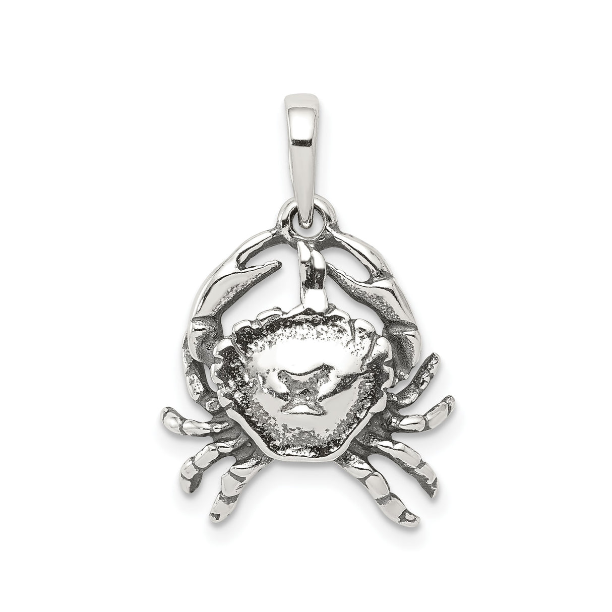 Sterling Silver Cancer Zodiac Pendant with Crab Claw and Shell Design
