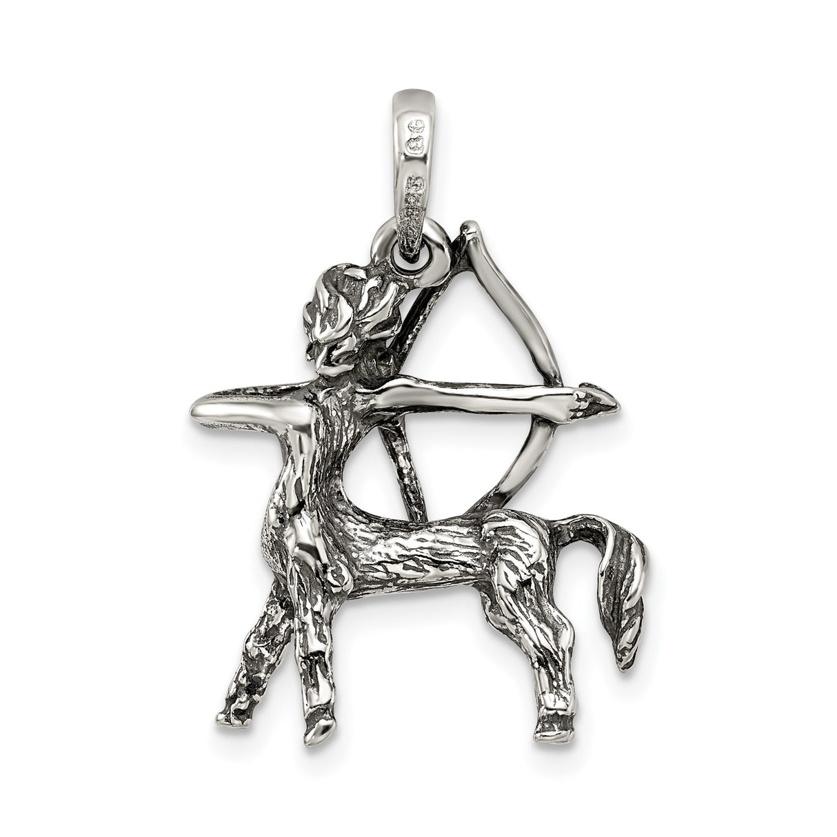 Sterling Silver Pendant with Sagittarius Zodiac Centaur Archer Symbol, Astrology Charm