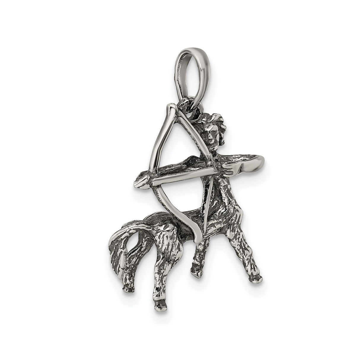 Sterling Silver Pendant with Sagittarius Zodiac Centaur Archer Symbol, Astrology Charm