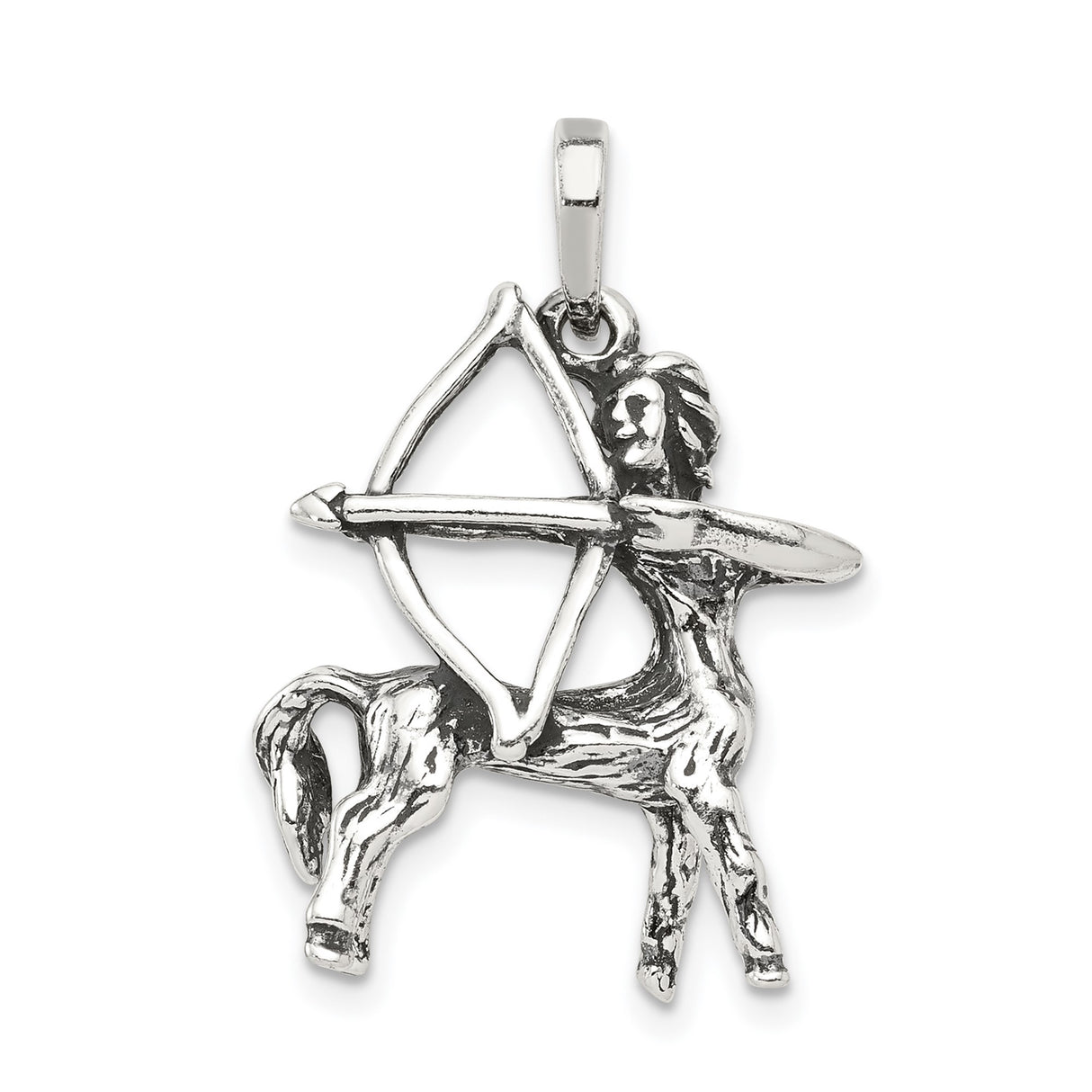 Sterling Silver Pendant with Sagittarius Zodiac Centaur Archer Symbol, Astrology Charm