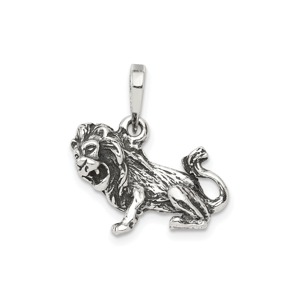 Sterling Silver Lion Head Pendant, Roaring Lion Design, Strength and Leadership Symbol for Men