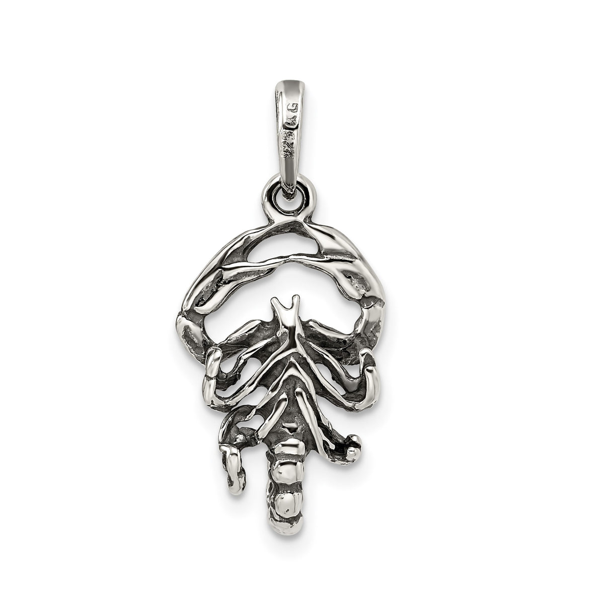 Sterling Silver Lobster Pendant with Realistic Claw and Ocean-Inspired Design