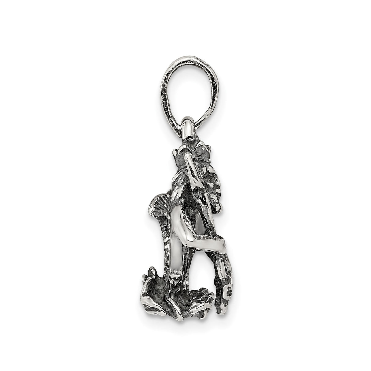 Sterling Silver Merman Pendant, Trident Charm, Nautical Mythology Fantasy Jewelry