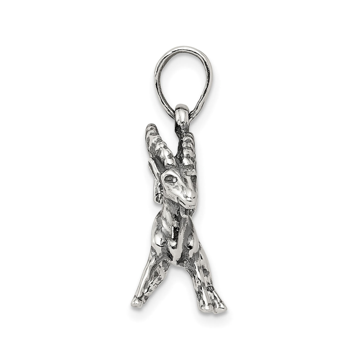 Sterling Silver Capricorn Zodiac Pendant with Detailed Goat Design, Celestial Astrology Jewelry
