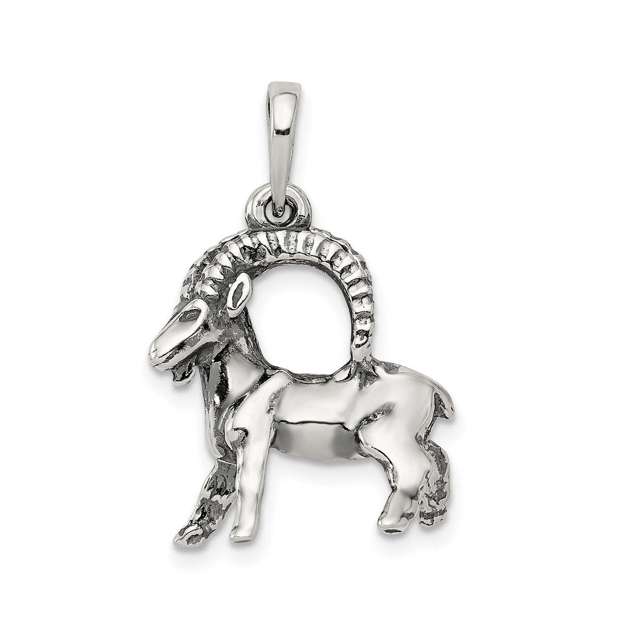 Sterling Silver Capricorn Zodiac Pendant with Detailed Goat Design, Celestial Astrology Jewelry