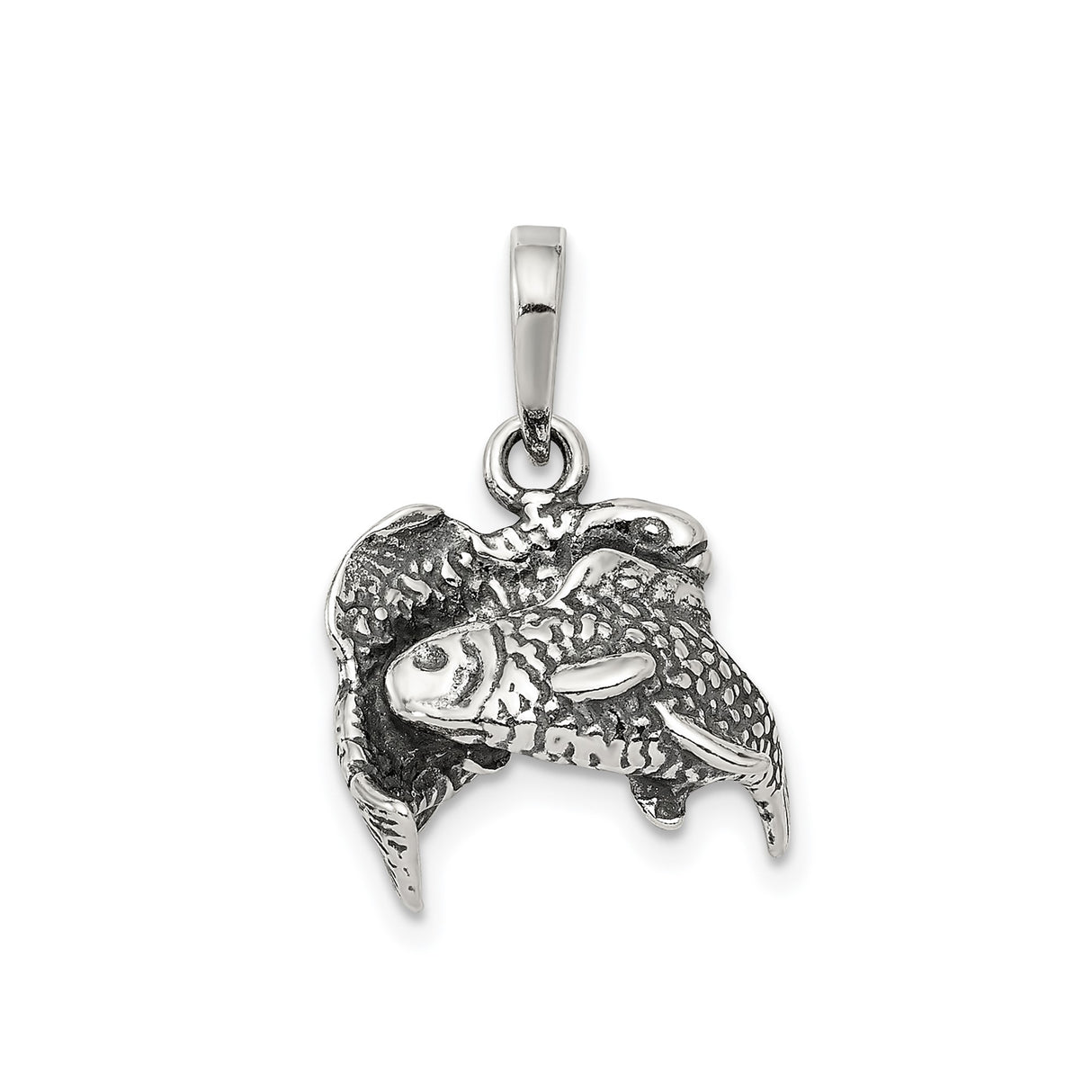 Sterling Silver Pisces Pendant with Dual Fish Zodiac Design, Spiritual Astrology Charm