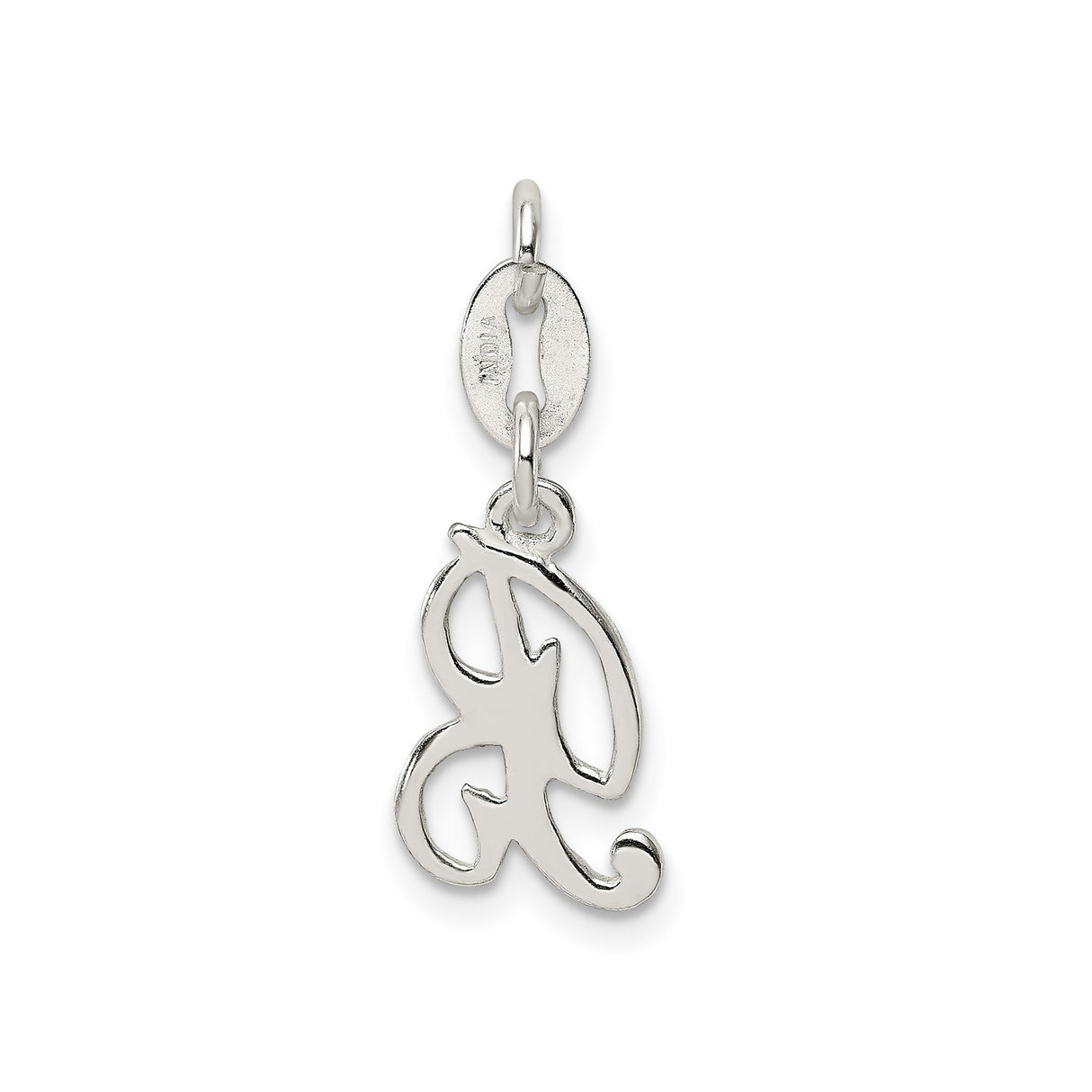 Sterling Silver Initial B Pendant, Cursive Script Letter Charm for Necklace or Bracelet