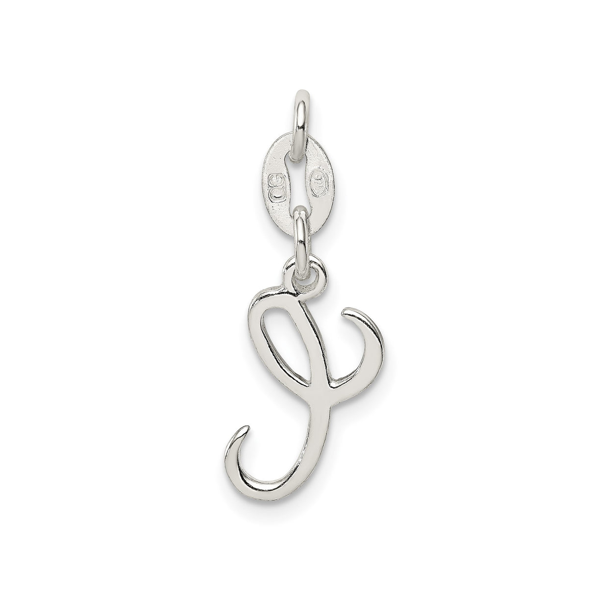 Sterling Silver Script Initial Pendant, Cursive Letter E Charm for Women