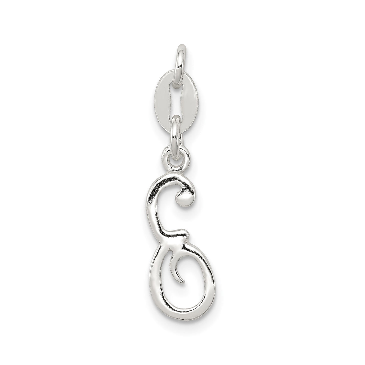 Sterling Silver Letter G Pendant, Script Initial Charm with Flowing Cursive Design