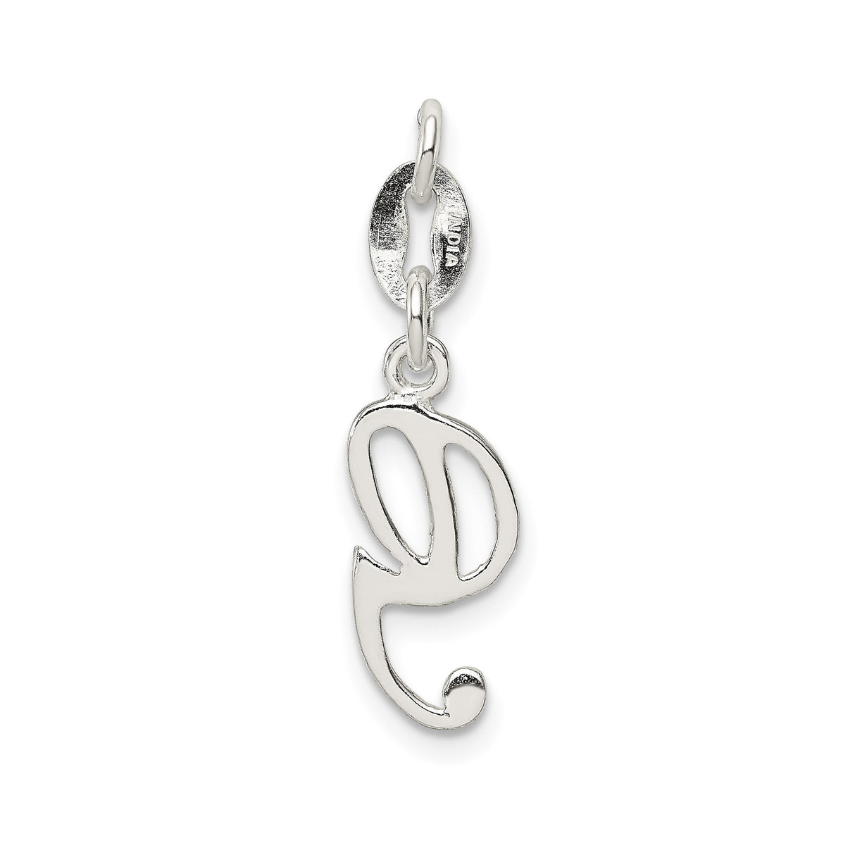 Sterling Silver Letter G Pendant Charm, Polished Script Initial Monogram Jewelry for Women