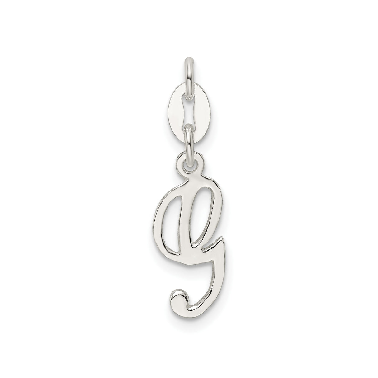 Sterling Silver Letter G Pendant Charm, Polished Script Initial Monogram Jewelry for Women