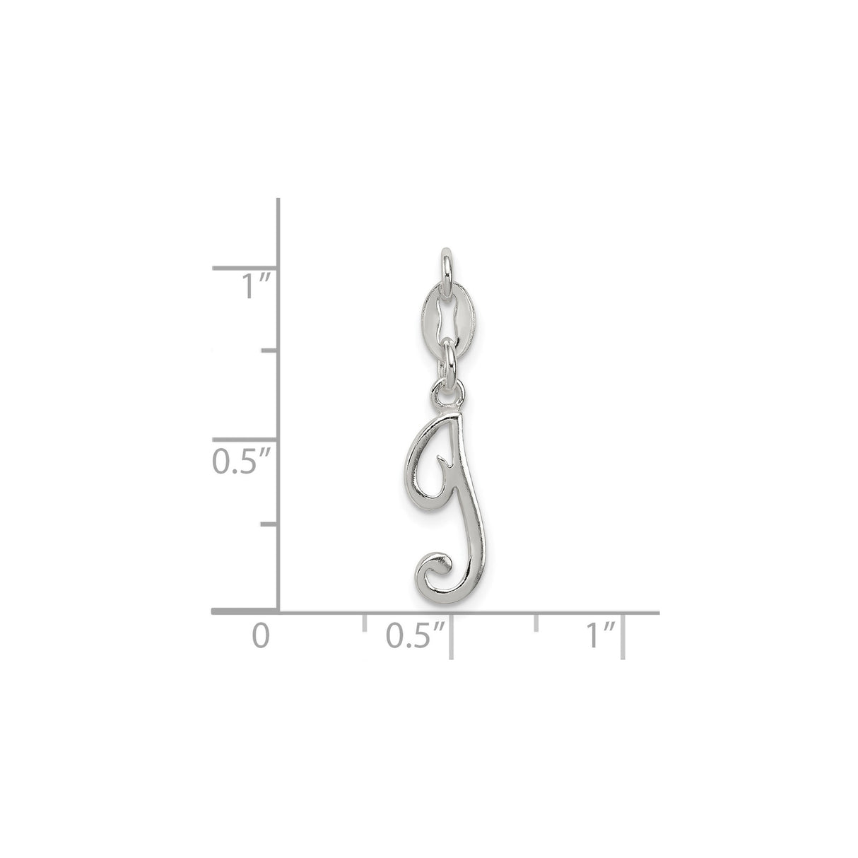 Sterling Silver Initial J Pendant, Polished Cursive Letter Charm for Women or Unisex Wear