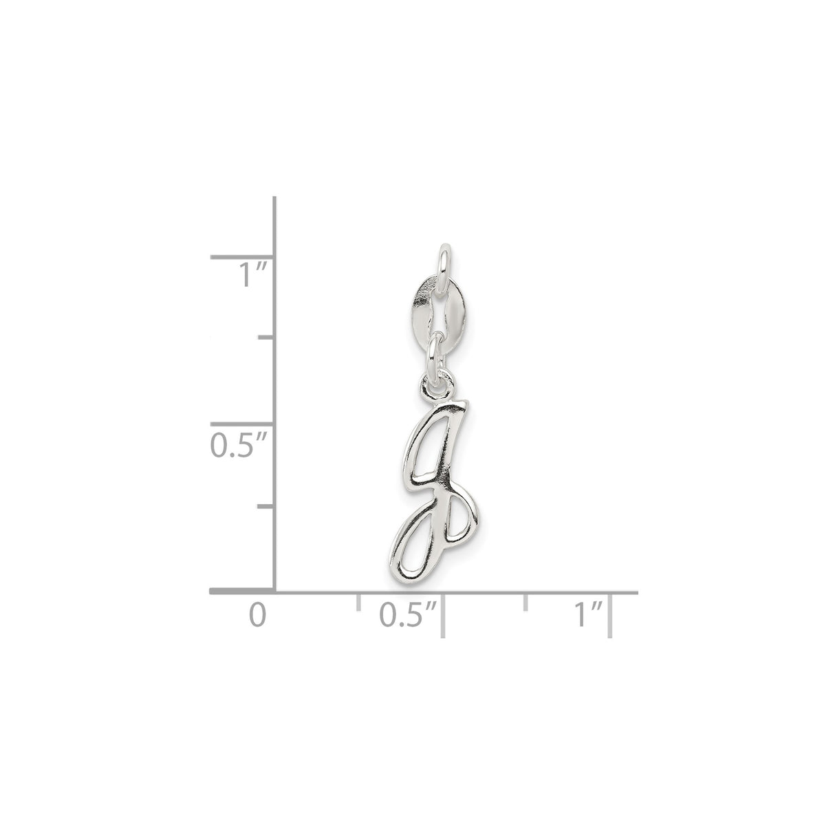 Sterling Silver Pendant, Script Letter G Initial Charm, Polished Cursive Monogram Design