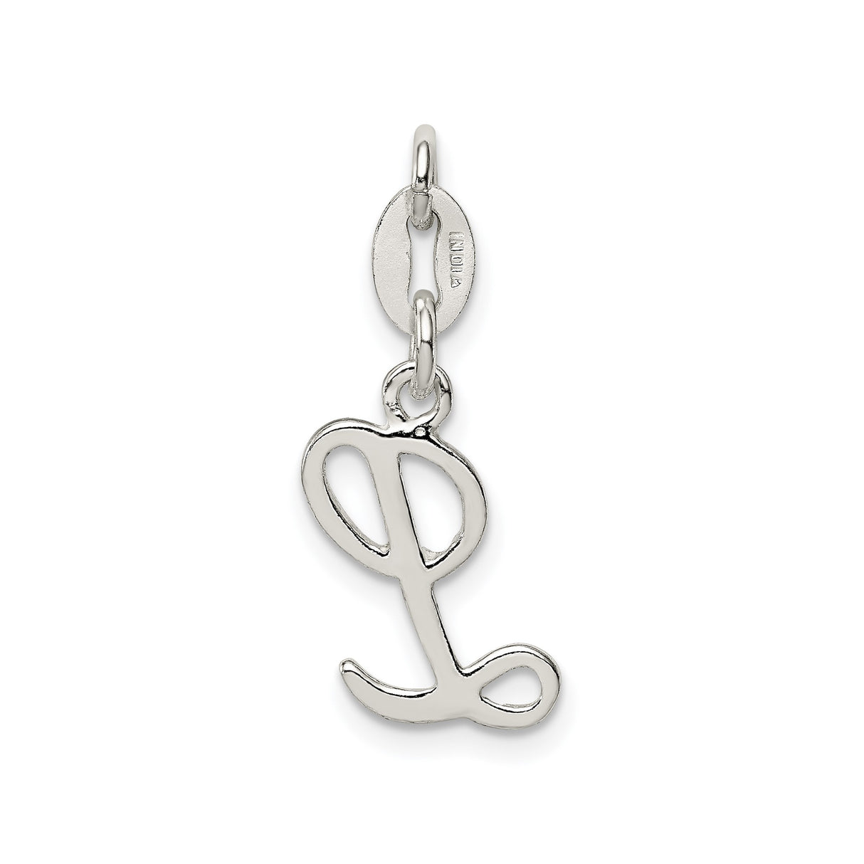 Sterling Silver Script Initial L Pendant, Cursive Letter Charm for Necklace or Bracelet