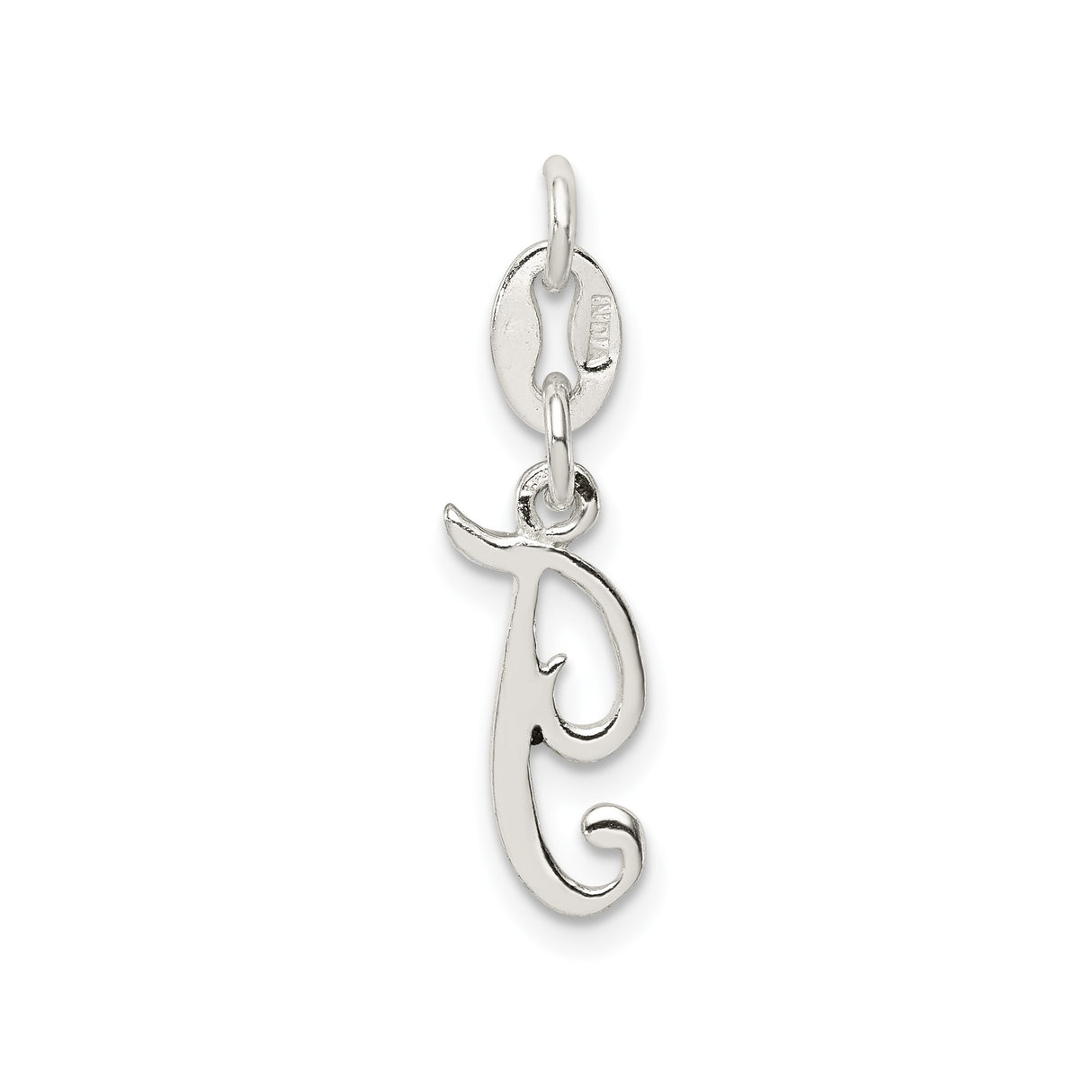 Sterling Silver Initial J Pendant Charm, Cursive Script Letter for Women