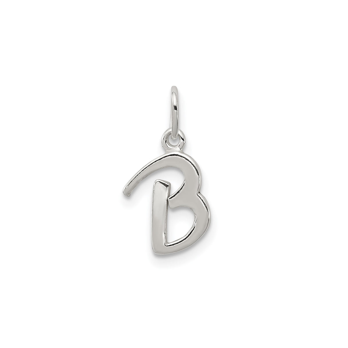 Sterling Silver Initial B Pendant, Script Letter Charm in Monogram Style for Women