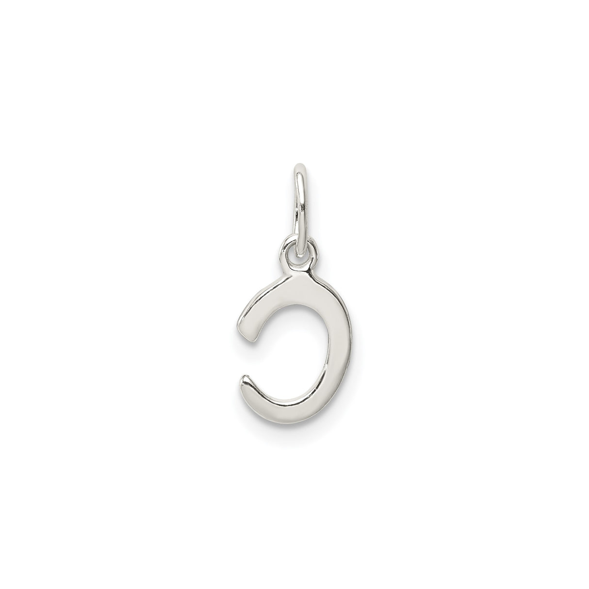 Sterling Silver Initial C Pendant Charm, Polished Block Letter Monogram Jewelry