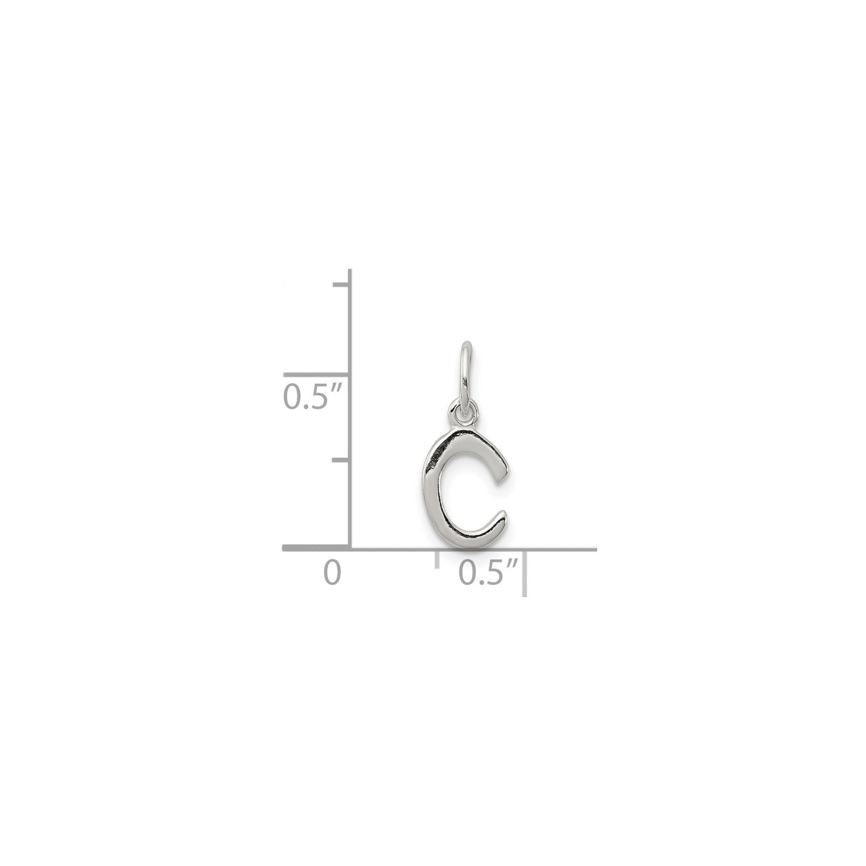 Sterling Silver Initial C Pendant Charm, Polished Block Letter Monogram Jewelry