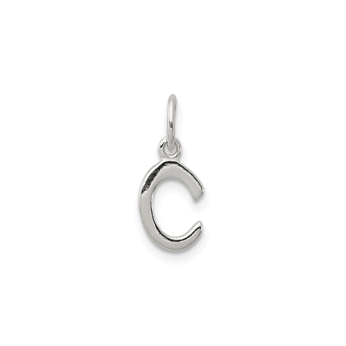 Sterling Silver Initial C Pendant Charm, Polished Block Letter Monogram Jewelry