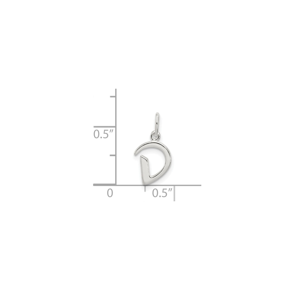 Sterling Silver Pendant Charm with Polished Letter D, Initial Monogram Design