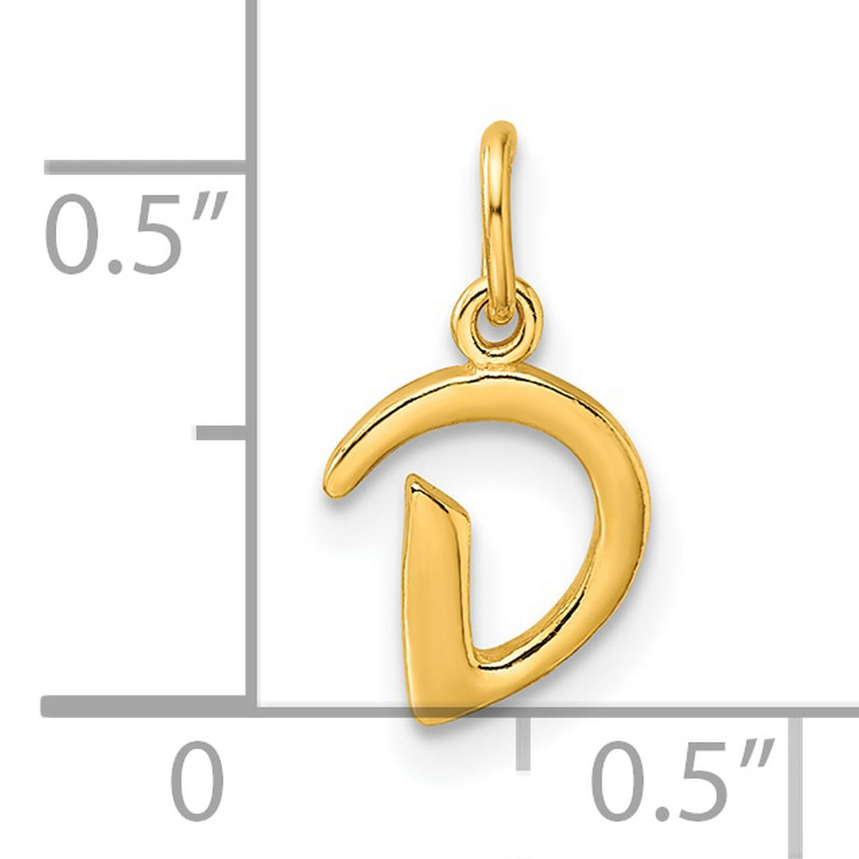 Polished Letter D Initial Charm Pendant in Real 925 Sterling SIlver