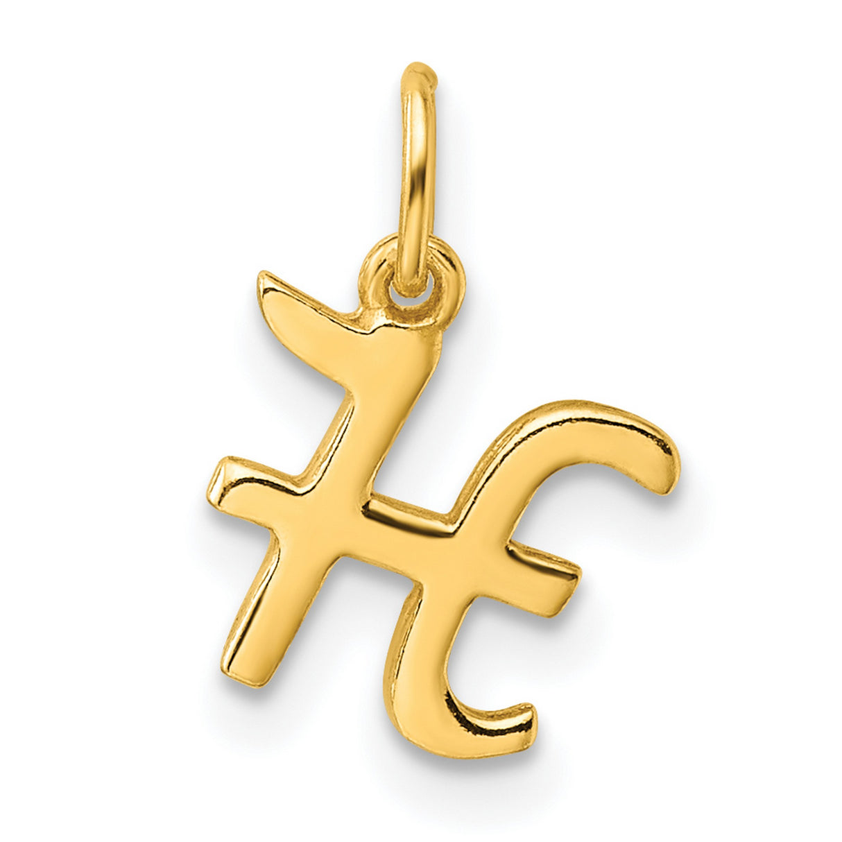 Polished Letter H Initial Charm Pendant in Real 925 Sterling SIlver