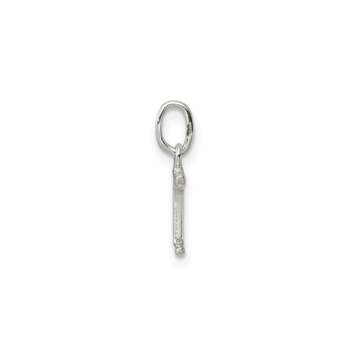 Sterling Silver Letter I Pendant, Polished Block Initial Charm, Minimalist Monogram Design