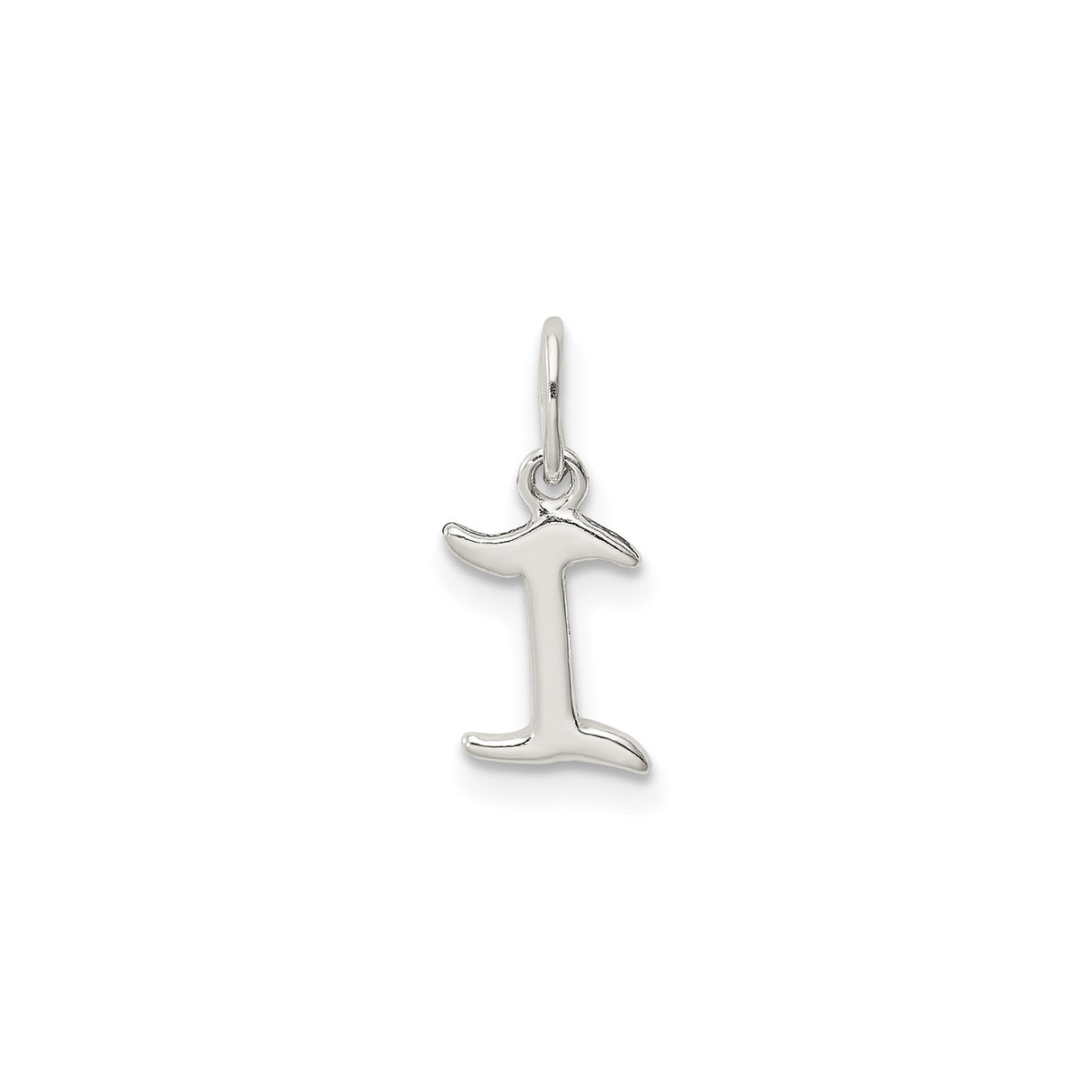 Sterling Silver Letter I Pendant, Polished Block Initial Charm, Minimalist Monogram Design