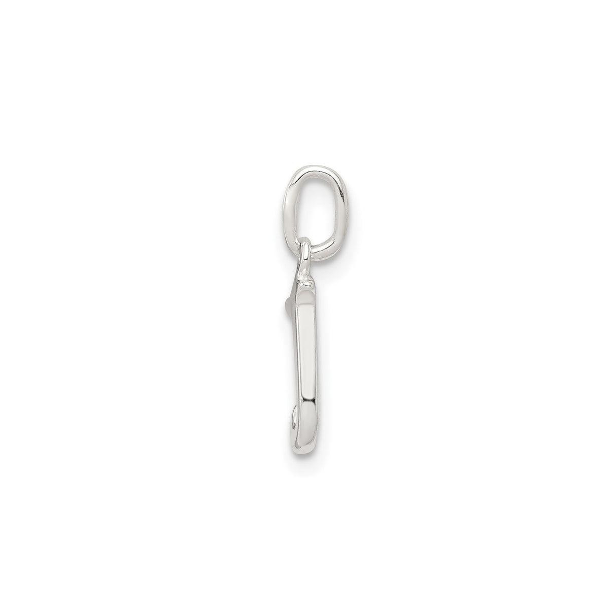 Sterling Silver J Pendant Charm, Polished Alphabet Initial Jewelry for Women or Unisex