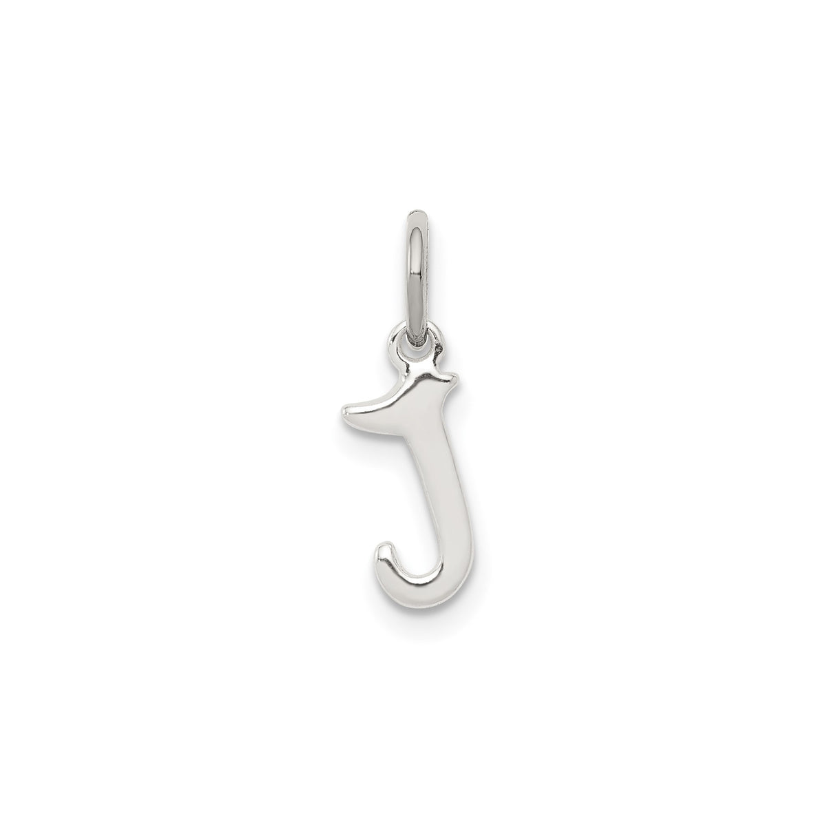 Sterling Silver J Pendant Charm, Polished Alphabet Initial Jewelry for Women or Unisex