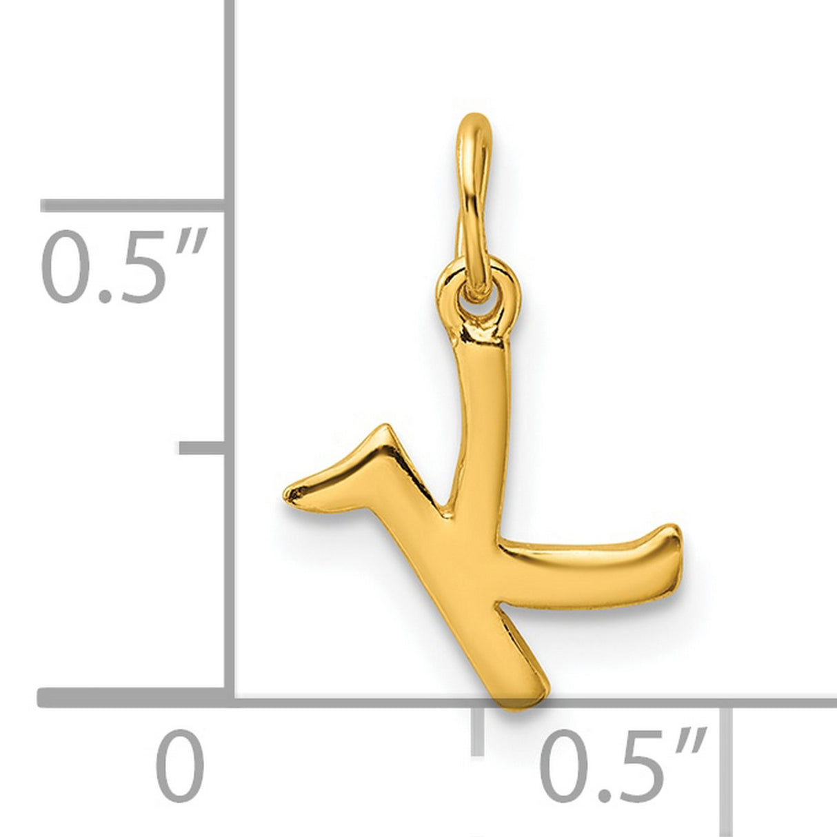 Polished Letter K Initial Charm Pendant in Real 925 Sterling SIlver