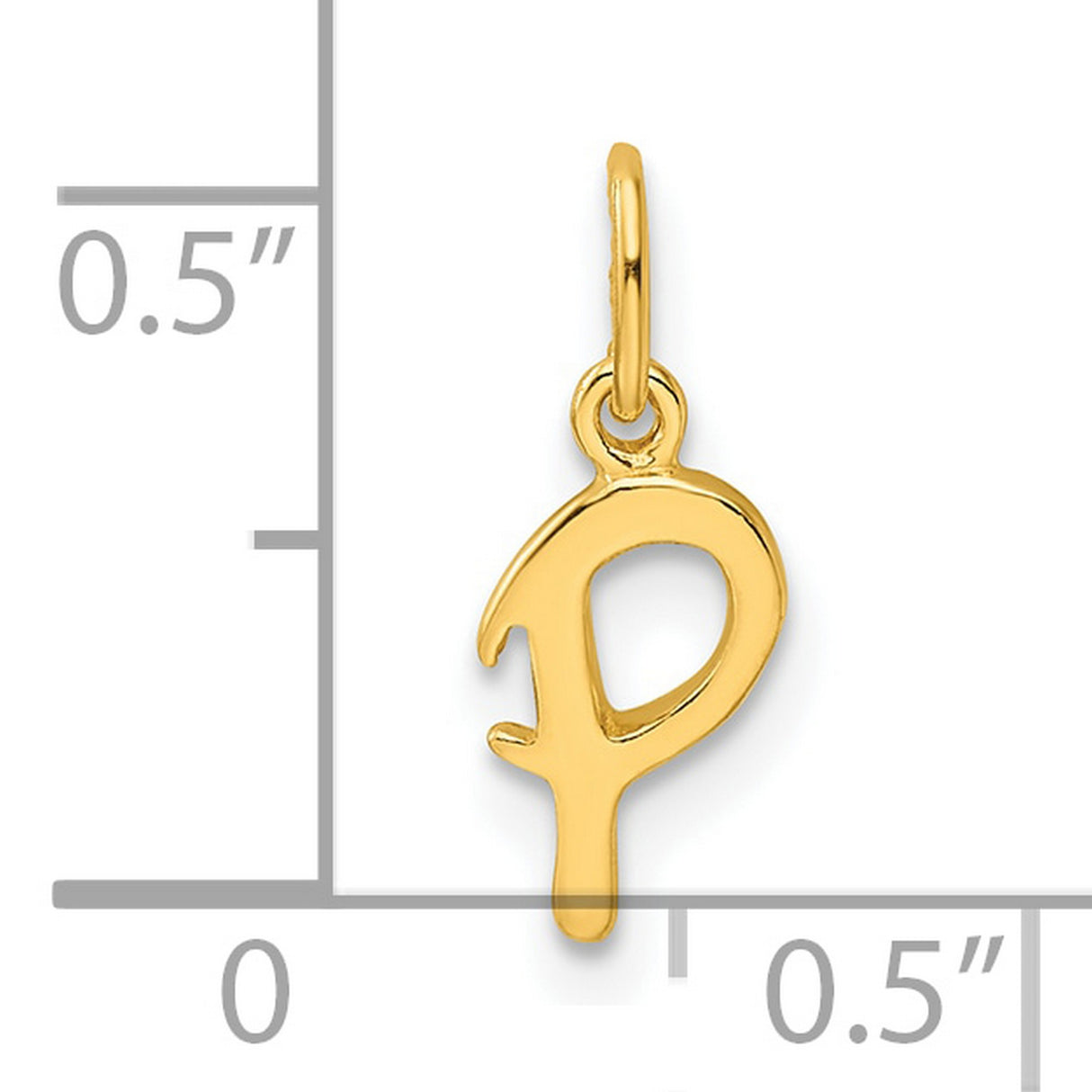 Polished Letter P Initial Charm Pendant in Real 925 Sterling SIlver