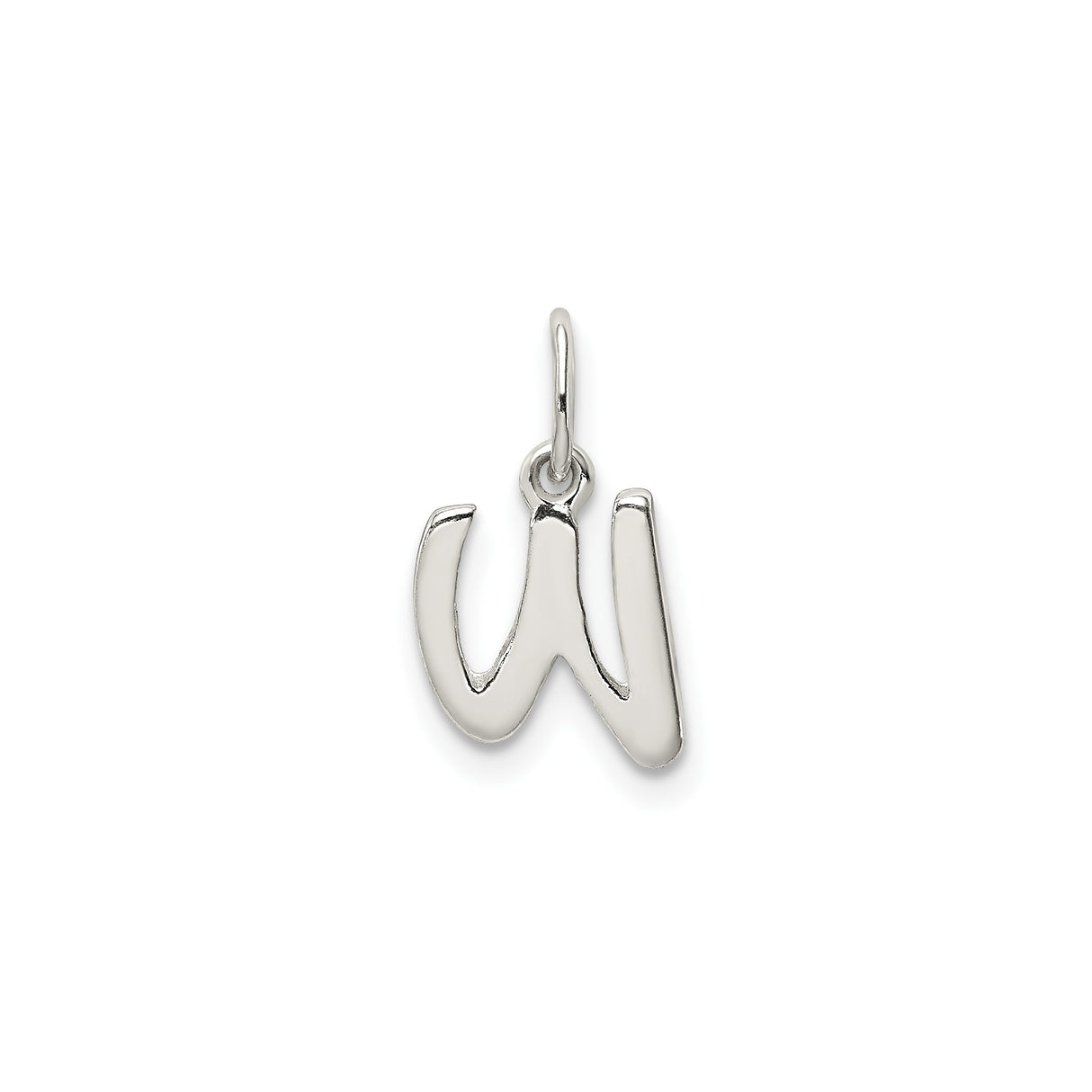 Sterling Silver Letter W Pendant, Script Alphabet Charm for Women or Unisex Wear
