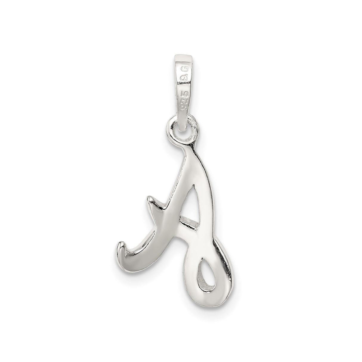 Sterling Silver Initial A Pendant Charm, Cursive Script Letter Monogram Design