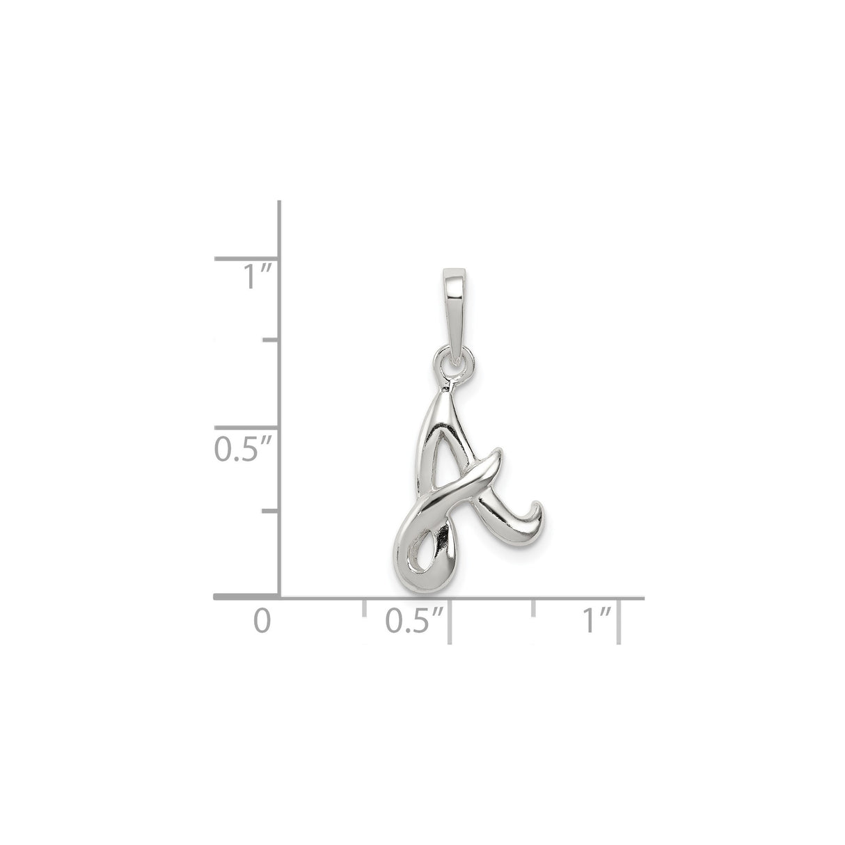 Sterling Silver Initial A Pendant Charm, Cursive Script Letter Monogram Design